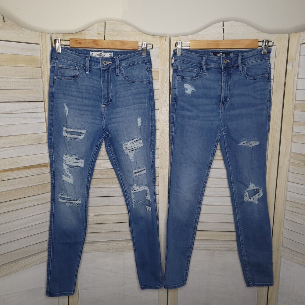 2 Hollister Skinny Jeans Size 3 Juniors 26 Waist Women's Distressed High Rise